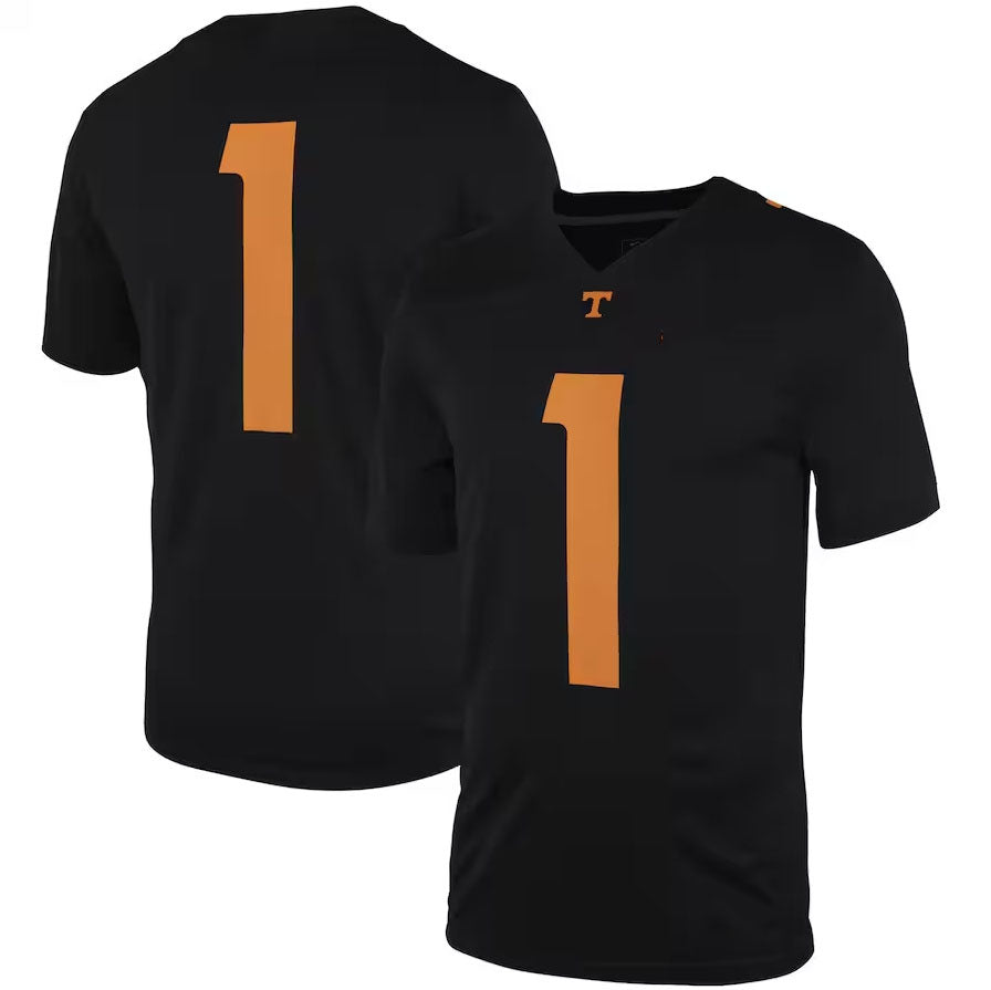 #1 T.Volunteers Dark Mode Black Game Player Jersey ¨C Stitched American College Jerseys